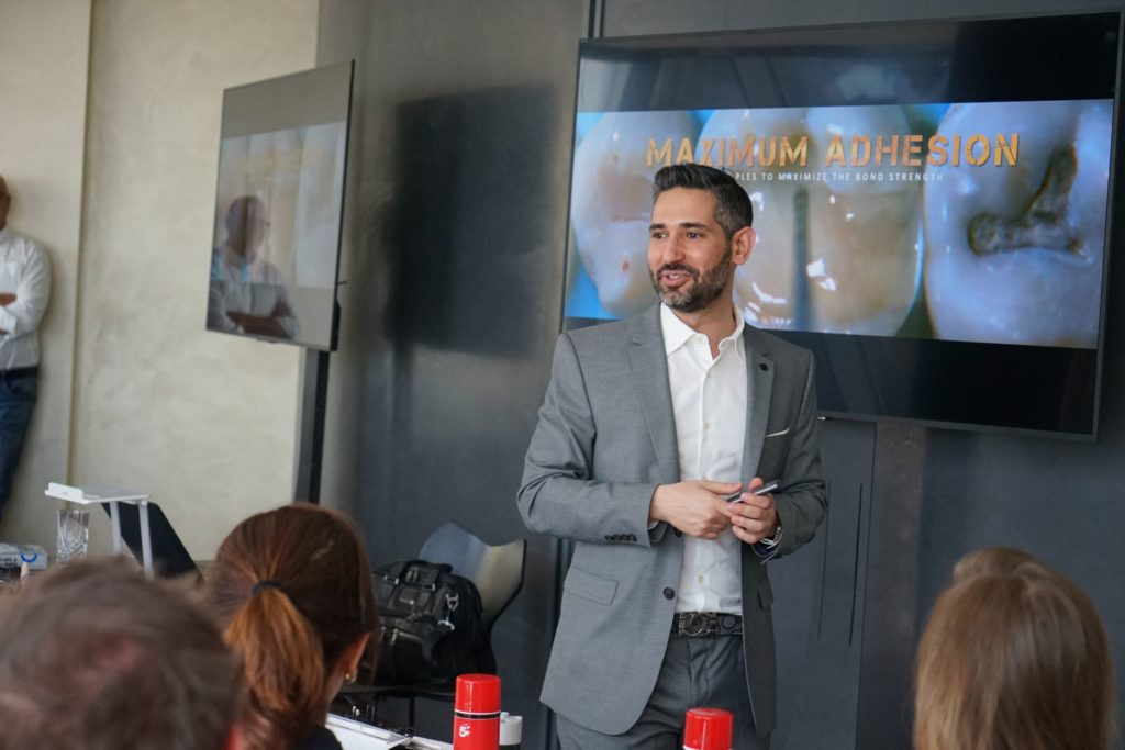 Dr. Matt Nejad teaching a course on biomimetic dentistry in London.